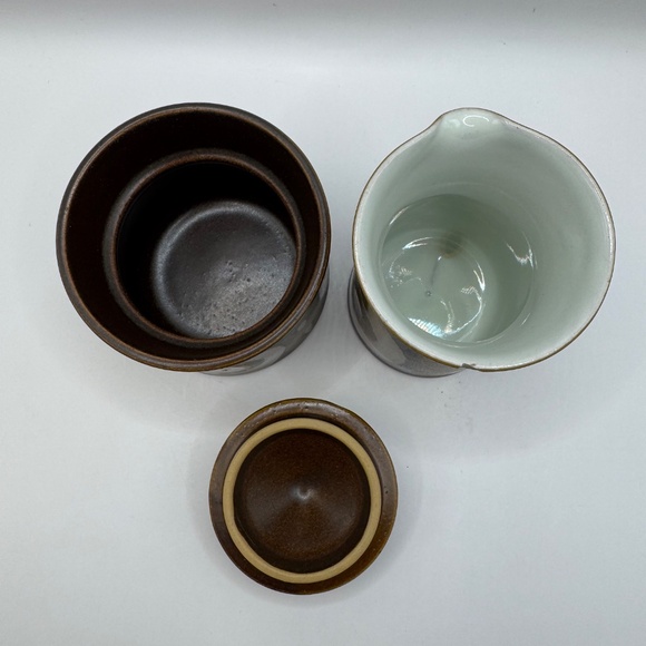 Denby Arabesque or Samarkand Cream and Sugar Bowl Set. Note chip on creamer. - Picture 7 of 12